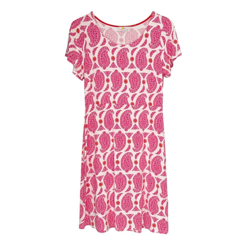 Boden Jersey Cotton Pink Paisley Knit Dress US 6 (Read)